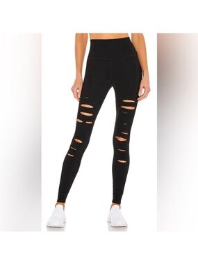 Alo Yoga High Waisted Ripped Warrior Leggings Black Size XS